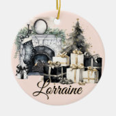 Gorgeous  Black, White and Gold Christmas Ornament セラミックオーナメント (正面)