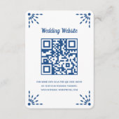Gorgeous Blue Papel Picado Wedding QR Code エンクロージャーカード (正面)