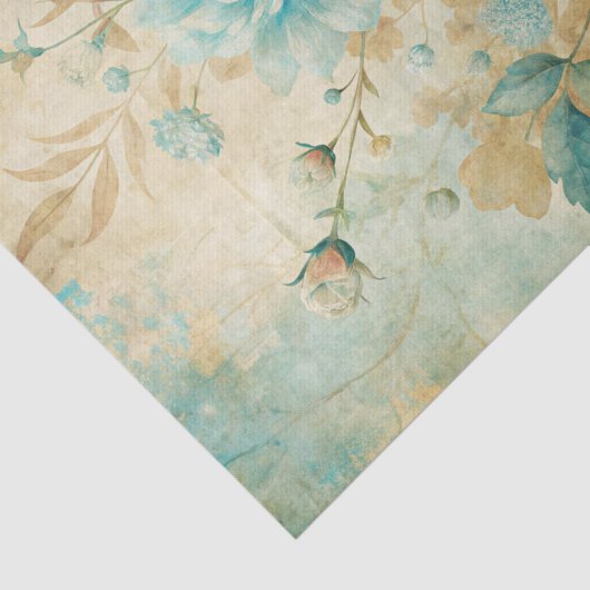 Gorgeous Blue Peonies on Distressed Background 薄葉紙 (詳細)