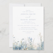 Gorgeous Blue Wildflower Meadow Wedding 招待状 (正面)