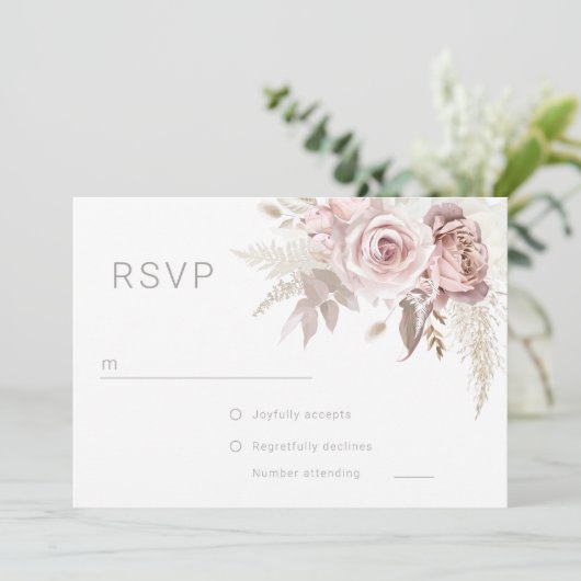 Gorgeous Blush Floral Wedding Digtial RSVP  招待状 (スタンド正面)