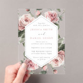 Gorgeous Blush Pink Watercolor Floral Wedding アクリル招待状 (インサイチュ (ポータブル))