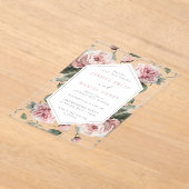 Gorgeous Blush Pink Watercolor Floral Wedding アクリル招待状 (レイダウン)