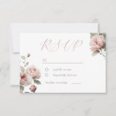 Gorgeous Blush Pink Watercolor Floral Wedding 出欠カード (正面)