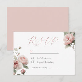 Gorgeous Blush Pink Watercolor Floral Wedding 出欠カード