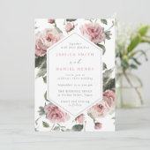 Gorgeous Blush Pink Watercolor Floral Wedding 招待状 (スタンド正面)