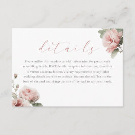 Gorgeous Blush Pink Watercolor Wedding Details エンクロージャーカード