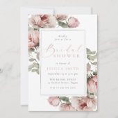 Gorgeous Blush Watercolor Floral Bridal Shower  招待状 (正面)