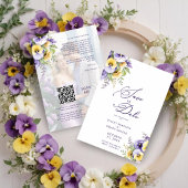 Gorgeous Botanical Purple Pansies Flowers Photo セーブザデート