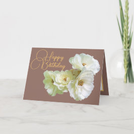 Gorgeous Chic White Rose Floral Bouquet Birthday カード