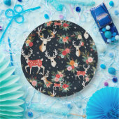 Gorgeous Christmas Reindeer Floral ペーパープレート (パーティー)