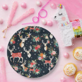 Gorgeous Christmas Reindeer Floral ペーパープレート (パーティー)