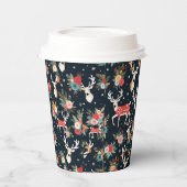 Gorgeous Christmas Reindeer Floral 紙コップ (左)