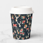 Gorgeous Christmas Reindeer Floral 紙コップ (裏面)