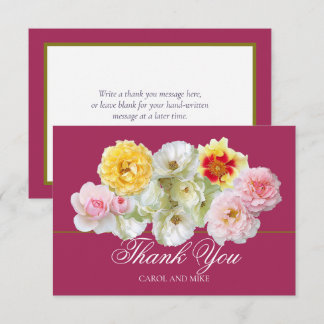Gorgeous Colorful Roses Bridal Shower Thank You サンキューカード