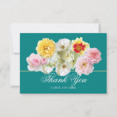 Gorgeous Colorful Roses Bridal Shower Thank You サンキューカード (正面)