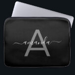 Gorgeous Elegant Add Your Name & Monogrammed Black ラップトップスリーブ<br><div class="desc">Gorgeous Elegant Add Your Name & Monogrammed Black Laptop Sleeve.</div>