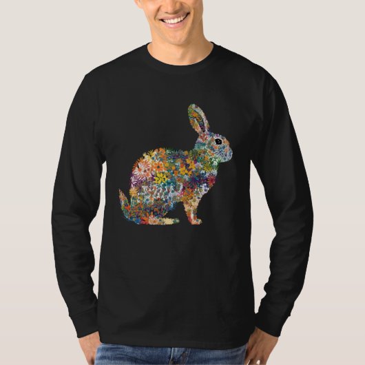 Gorgeous Floral Easter Bunny Spring Flower Rabbit  Tシャツ (正面)