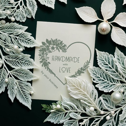 Gorgeous Floral Heart-Shape Handmade with Love ラバースタンプ