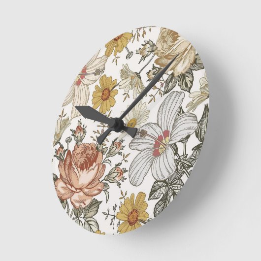 Gorgeous flowers ラウンド壁時計 (傾斜)