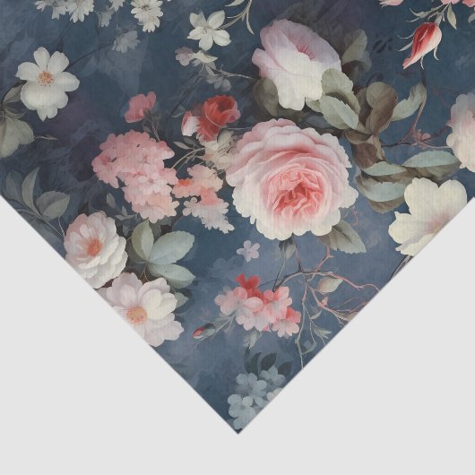 Gorgeous Flowers on a Dark Blue Background 薄葉紙 (詳細)