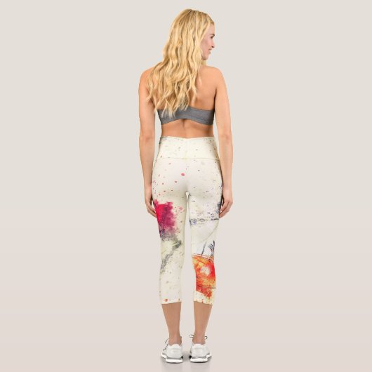 Gorgeous Funky Vibrant Feather Design カプリレギンス (裏面)