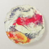 Gorgeous Funky Vibrant Feather Design ラウンドクッション (裏面)