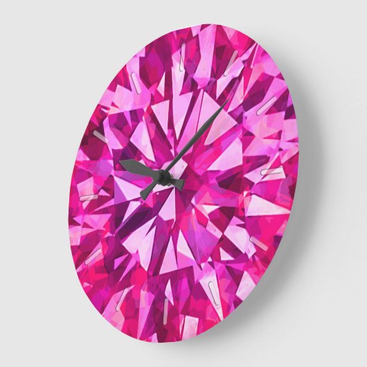 Gorgeous Gem Pink with tics ラージ壁時計 (傾斜)