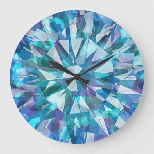 Gorgeous Gem with Blues and Purples ラージ壁時計 (正面)
