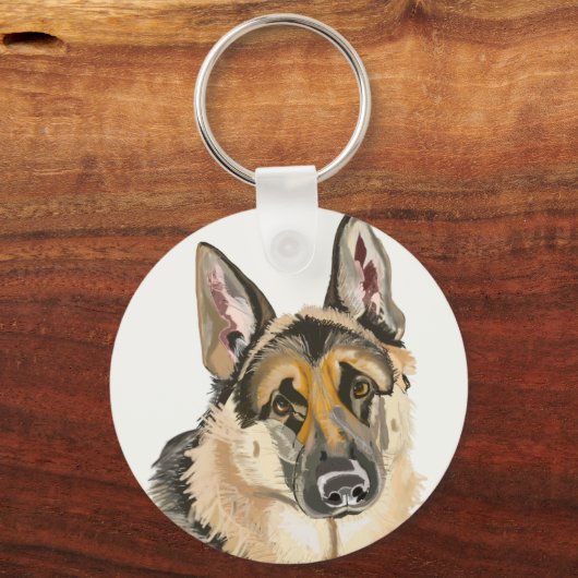 Gorgeous German Shepherd, Alsation Dog Drawing Key キーホルダー (裏面)