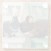 Gorgeous Glass Drink Coasters - Two Rabbits ガラスコースター (裏面)