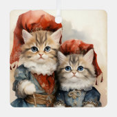 Gorgeous Gray Kitten Couple Christmas  メタルオーナメント (正面)