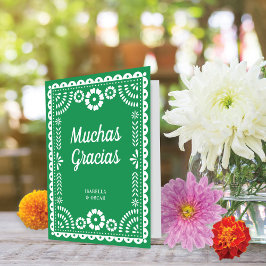 Gorgeous Green Papel Picado Wedding サンキューカード