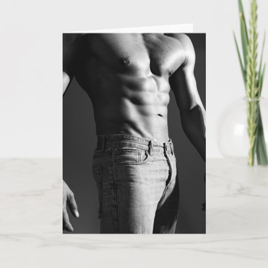 Gorgeous in Grey Hot Guy Greetings Card カード (正面)