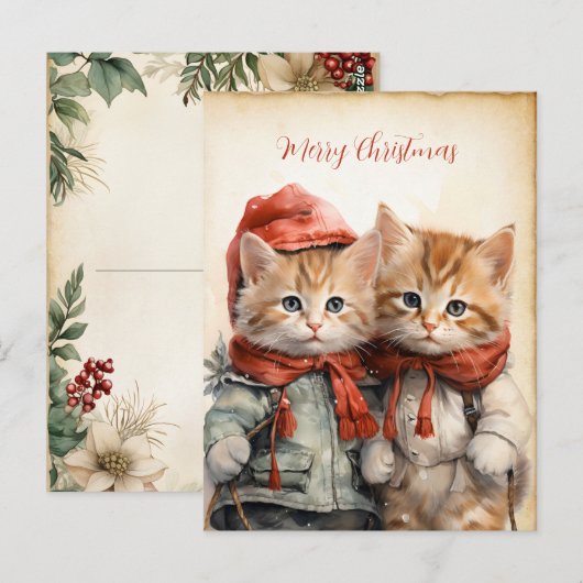 Gorgeous Kitten Couple Christmas  ポストカード (正面/裏面)