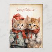 Gorgeous Kitten Couple Christmas  ポストカード (正面)