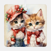 Gorgeous Kitten Couple Christmas メタルオーナメント (正面)