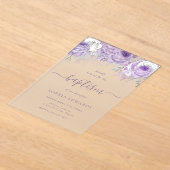 Gorgeous Lavender Purple Flowers Girls Baptism アクリル招待状 (レイダウン)