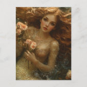 Gorgeous Mermaid Woman With Flowers ポストカード (正面)