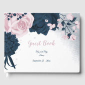gorgeous navy blue & pink flowers botanical  ゲストブック (正面)