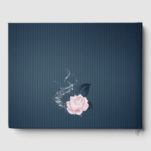 gorgeous navy blue & pink flowers botanical  ゲストブック (裏面)