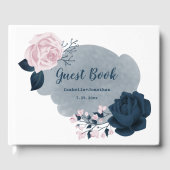 gorgeous navy blue & pink flowers botanical ゲストブック (正面)