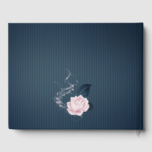 gorgeous navy blue & pink flowers botanical ゲストブック (裏面)