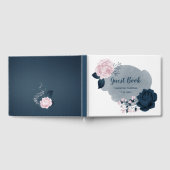gorgeous navy blue & pink flowers botanical ゲストブック (全面)