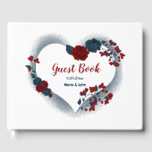 gorgeous navy blue & red flowers floral heart ゲストブック (正面)