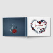 gorgeous navy blue & red flowers floral heart ゲストブック (全面)