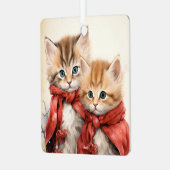 Gorgeous Orange Kitten Couple Christmas メタルオーナメント (正面左)