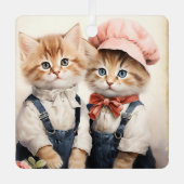 Gorgeous Orange Kitten Couple Christmas メタルオーナメント (正面)