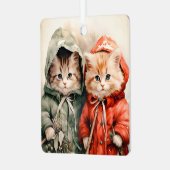 Gorgeous Orange Kitten Couple Christmas メタルオーナメント (正面左)