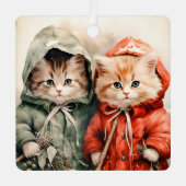 Gorgeous Orange Kitten Couple Christmas メタルオーナメント (正面)